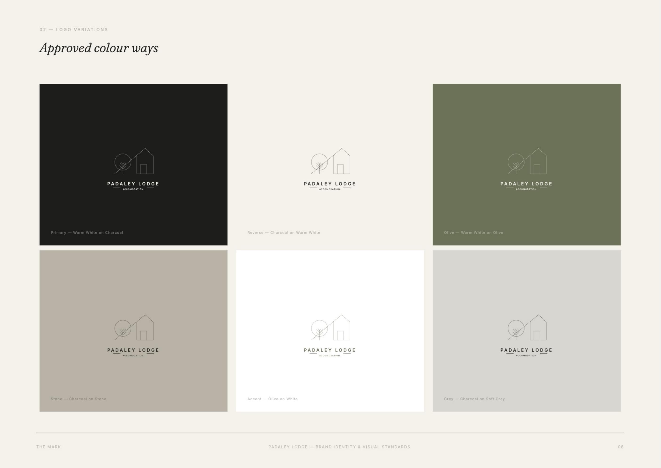 Detailed Padaley Lodge brand system representing a clear website brief